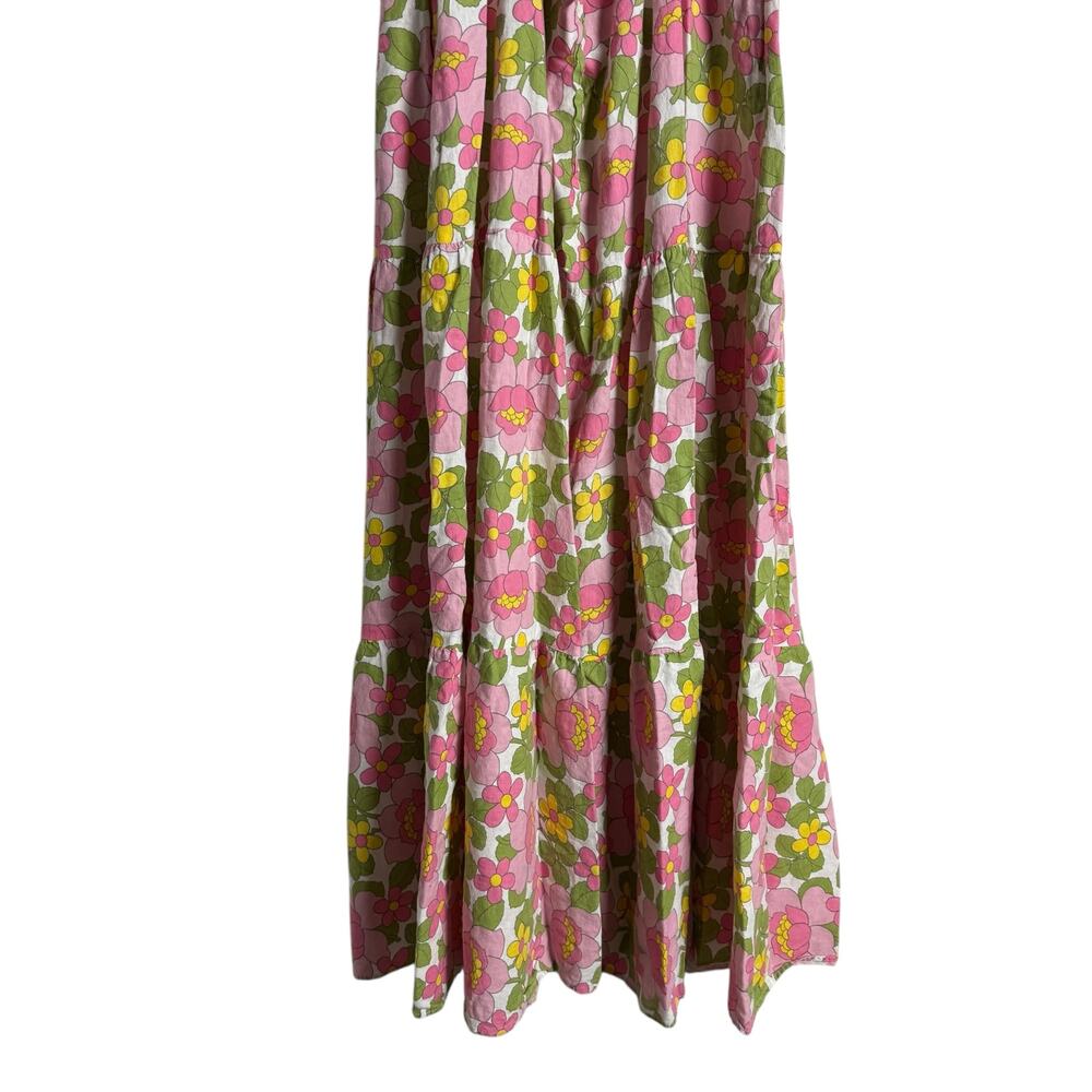Show Me Your MuMu Cathy Pink Retro Floral Sweetheart Tie Back Puff Maxi Dress M - Picture 15 of 16